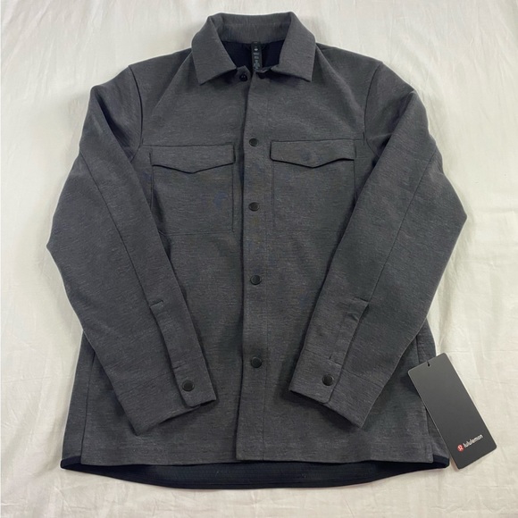 Lululemon Gridliner Fleece Overshirt HBLK/BLK Heathered Black Mens Size XS - Picture 1 of 6